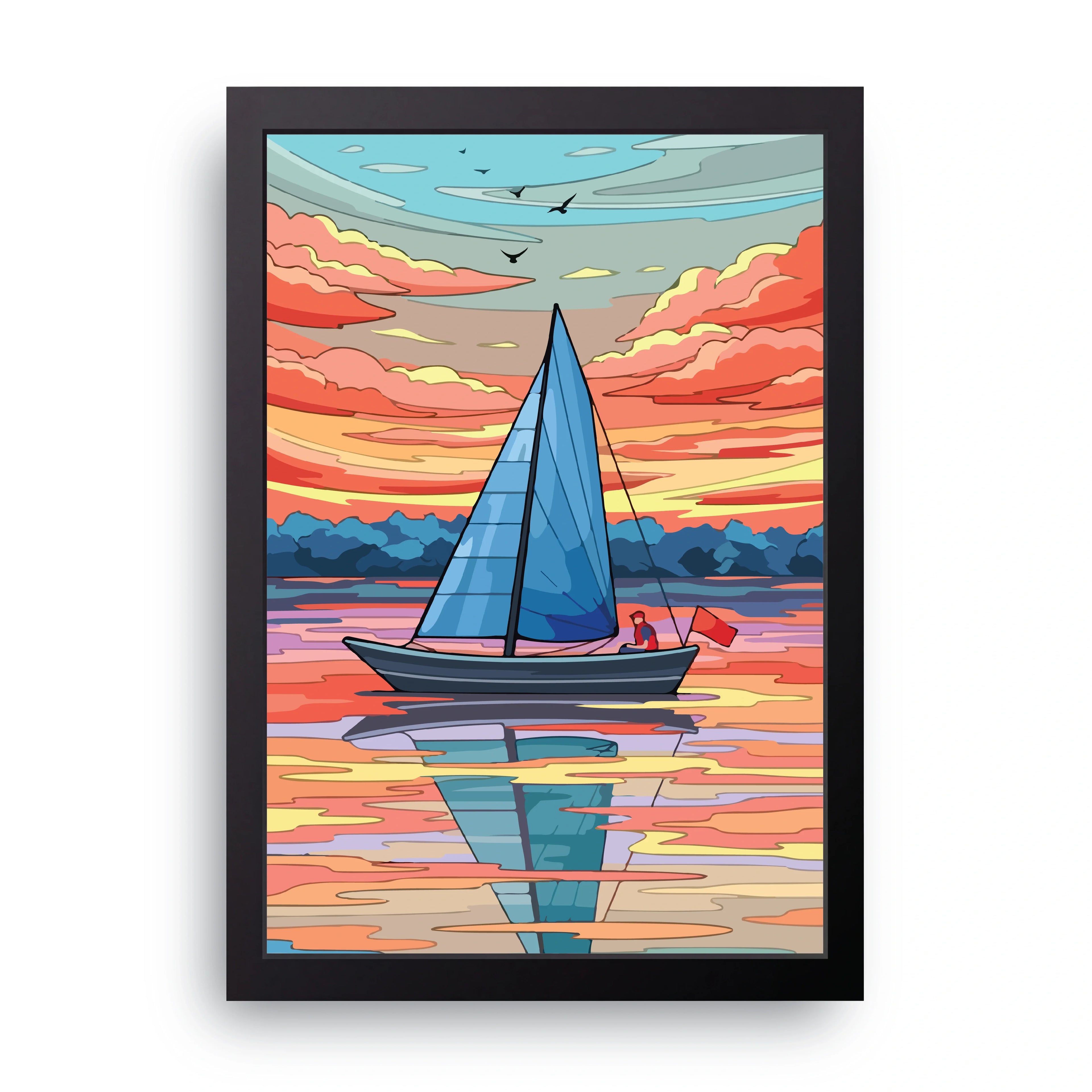 Sailboat Sunset framed wall art print — HIBR