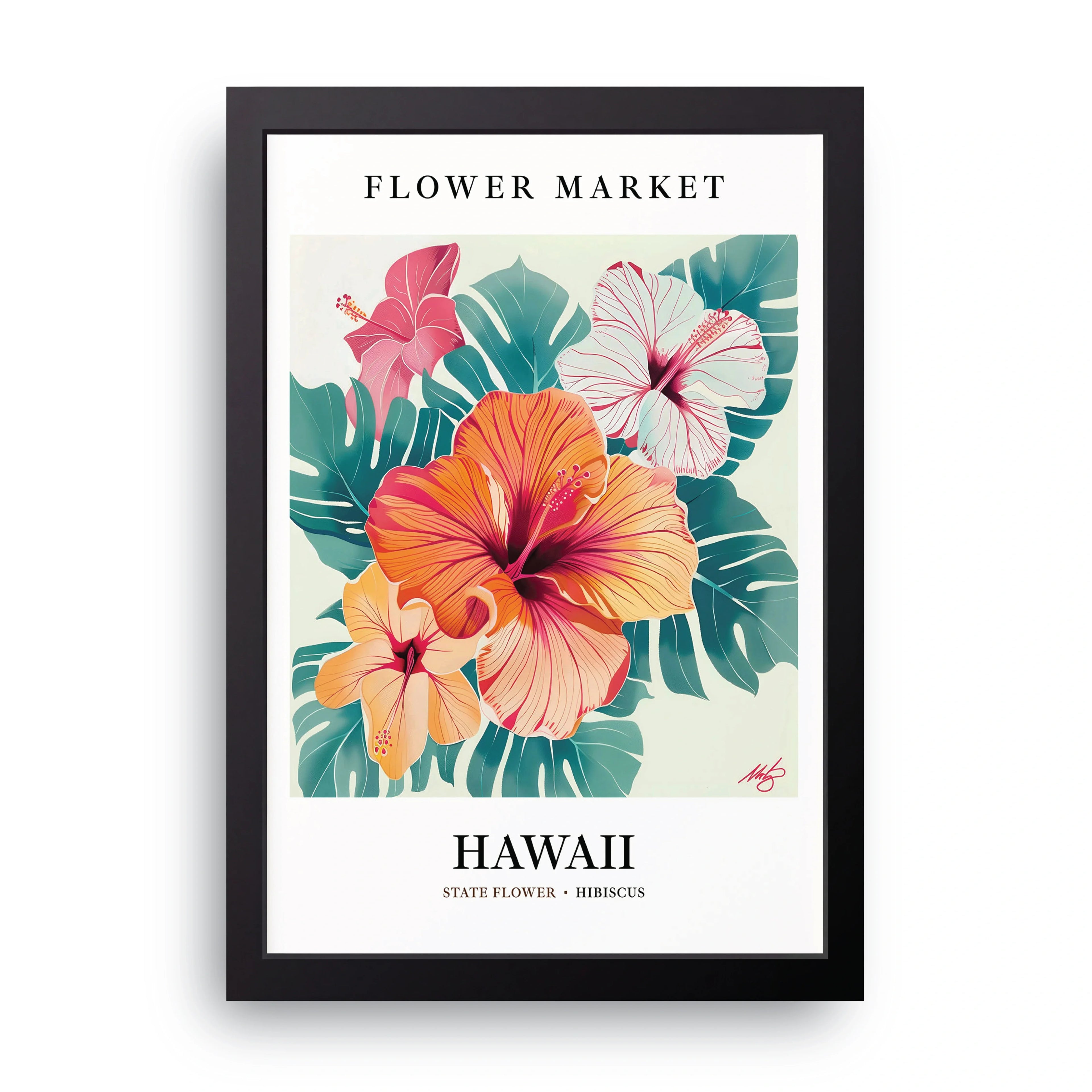 Hawaii Flower Market framed wall art print — HIBR