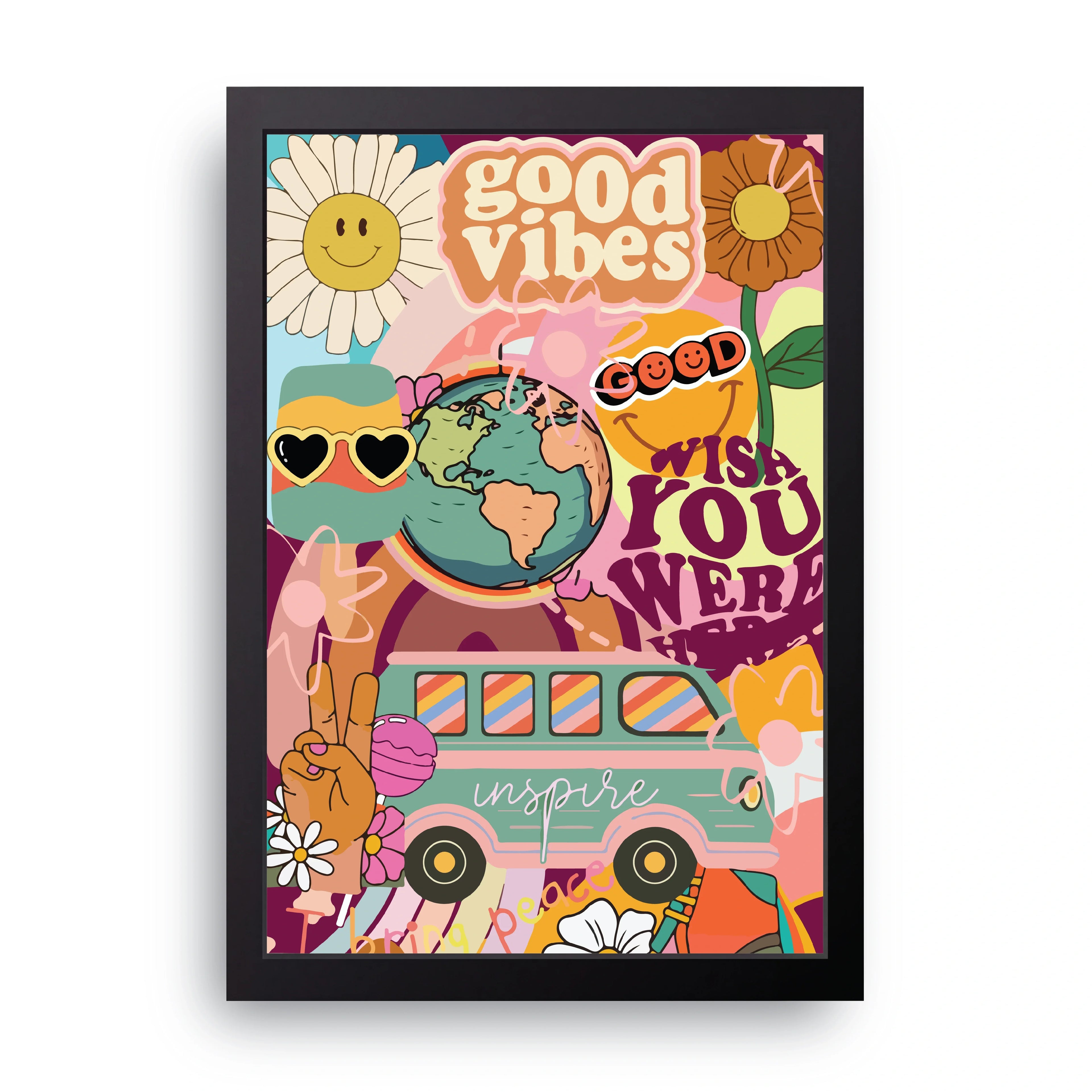 Good Vibes Collage framed wall art print — HIBR