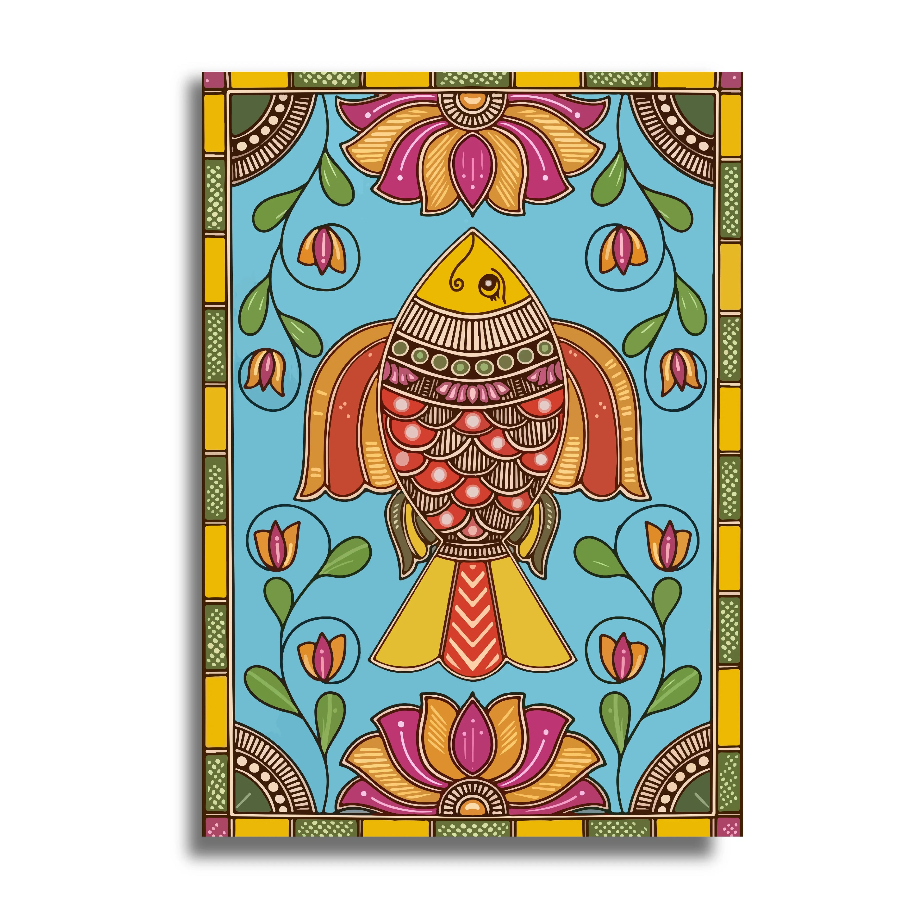 FISH IN MADHUBANI POSTER